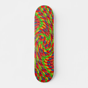 Colourful Swirling Colours and Water Droplets Skateboard
