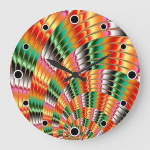 Colourful Swirling Fractal Large Clock
