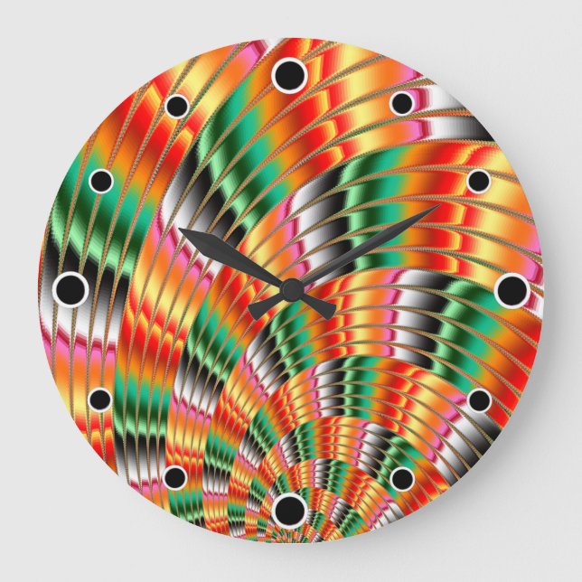Colourful Swirling Fractal Large Clock (Front)