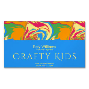 Colourful Swirling Paint Magnetic Business Card