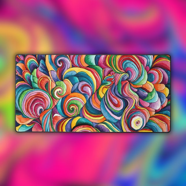 Colourful Swirling Watercolor Abstract Desk Mat (Creator Uploaded)