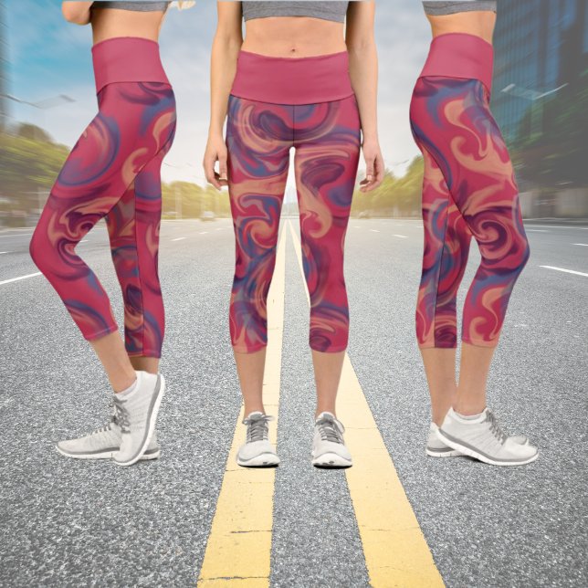 Colourful Swirling Watercolor  Capri Leggings (Creator Uploaded)