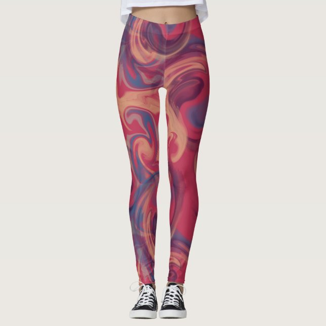 Colourful Swirling Watercolor Leggings (Front)