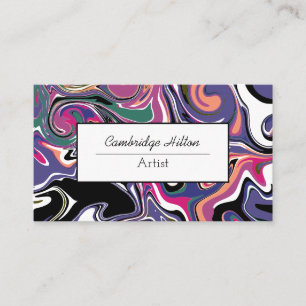 Colourful Swirls Abstract Fluid Art   Business Car Card