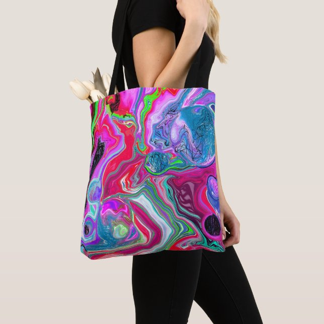Colourful Swirls Abstract Fluid Art  Tote Bag (Close Up)