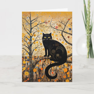 Colourful Swirls and Whirls Black Cat Card