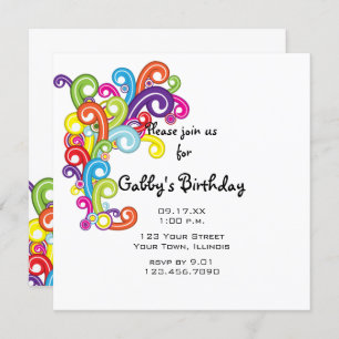 Colourful Swirls Birthday Party Invitation