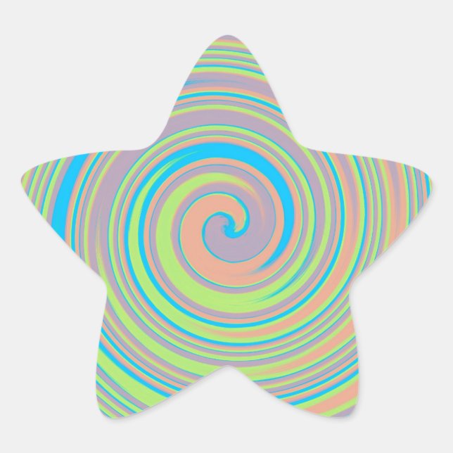 Colourful swirly pinwheel design star sticker (Front)