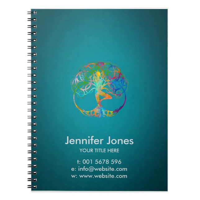 Colourful  symbol for Vriksasana - Yoga Tree pose Notebook (Front)