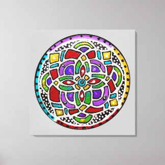 Colourful Symbol of Joy Mandala Canvas Print