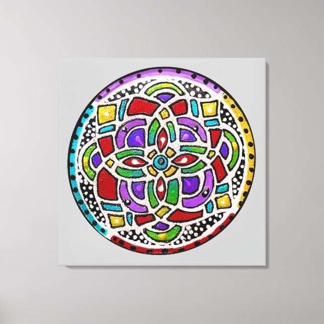 Colourful Symbol of Joy Mandala Canvas Print (Front)