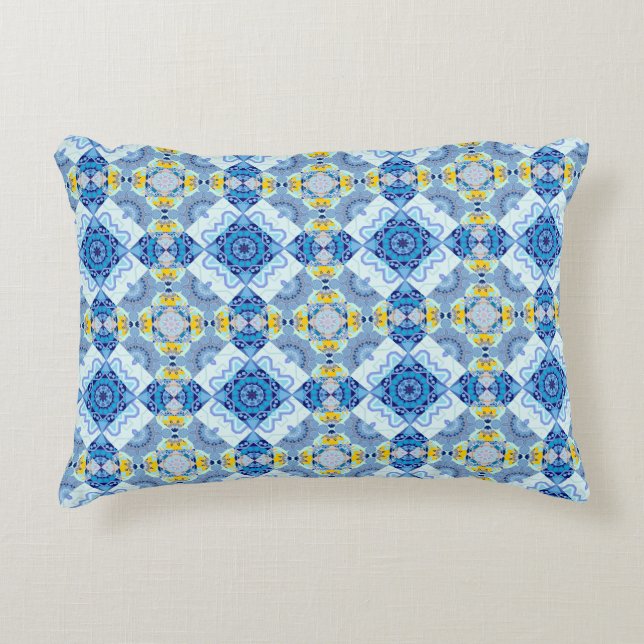 Colourful symmetrical seamless pattern, design in  decorative cushion (Front)