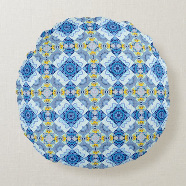 Colourful symmetrical seamless pattern, design in  round cushion (Front)