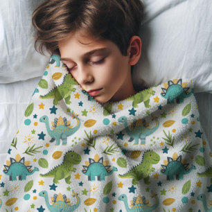 Colourful T Rex Pattern Name Dinosaur Fleece Blanket