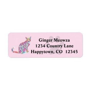 Colourful Tabby Cat Return Address Label