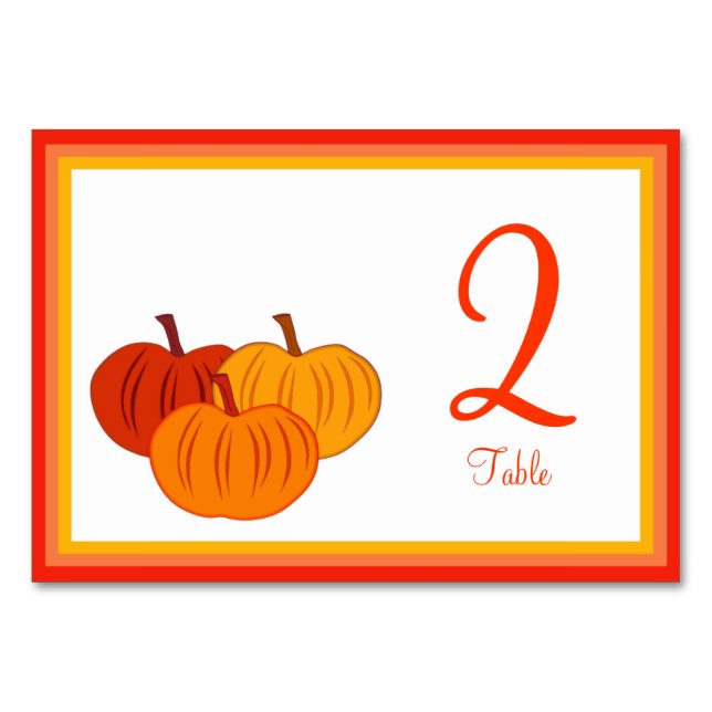 Colourful Table Number Cards With Pumpkins (Front)