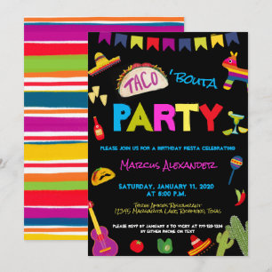 Colourful Taco Bouta Party Fiesta Birthday Party Invitation