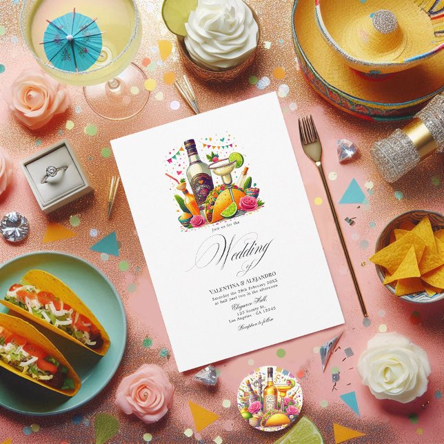 Colourful Tacos and Tequila Fiesta Wedding Invitation (Colorful Tacos and Tequila Fiesta Wedding Invitation)