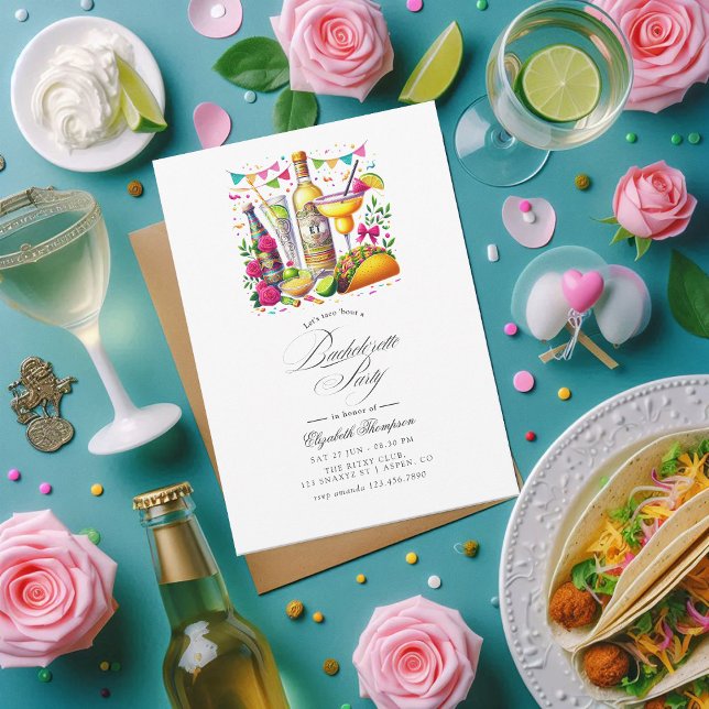 Colourful Tacos & Tequila Fiesta Bachelorette Bash Invitation (Colorful Tacos & Tequila Fiesta Bachelorette Bash Invitation)