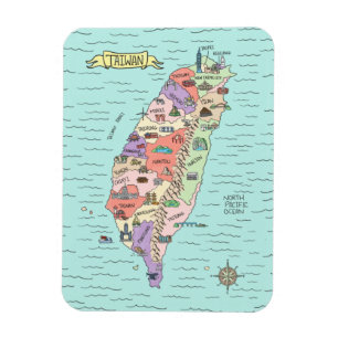 Colourful Taiwan Map Photo Magnet