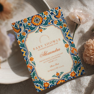 Colourful Talavera Folk Art Baby Shower Invitation
