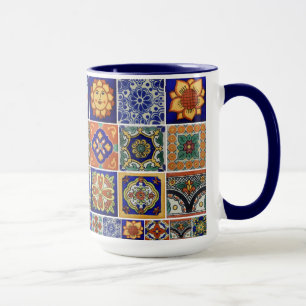 Colourful Talavera Tile on Porcelain Big Coffee Mu Mug