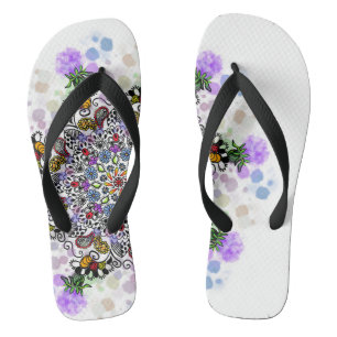 Colourful Tangle, left of centre placement Flip Flops