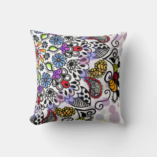 Colourful tangle linear design cushion