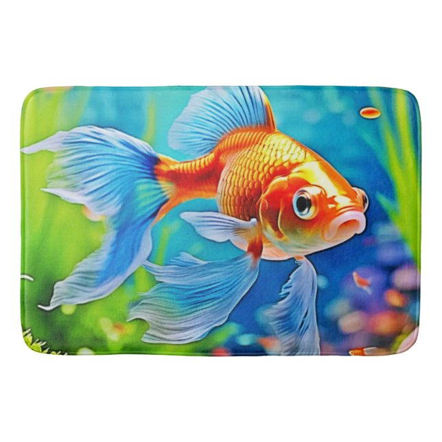 Colourful Tank Goldfish Design Bath Mat (Front)