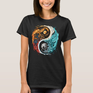Colourful Taoism Yin Yang Splash on Zen Taijitu Yi T-Shirt
