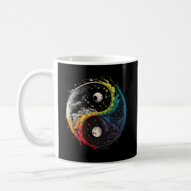 Colourful Taoism Yin Yang Symbol On Zen Taijitu Yi Coffee Mug (Left)