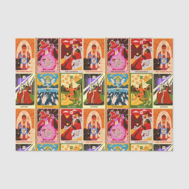 Colourful Tarot Card Illustrations  Tissue Paper (Front)