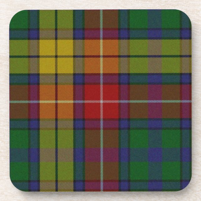 Colourful Tartan Plaid Coaster (Front)