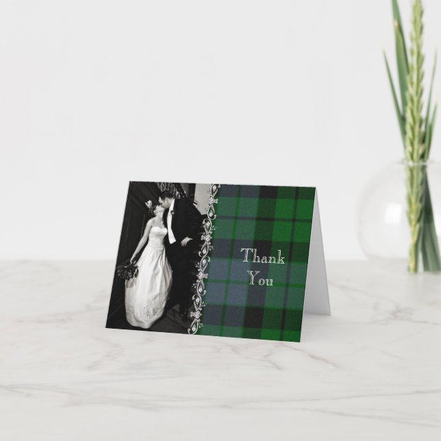 Colourful Tartan Plaid Photo Thank You Card (Front)