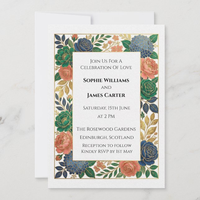 Colourful Tartan Thistle Wedding Invitation (Front)