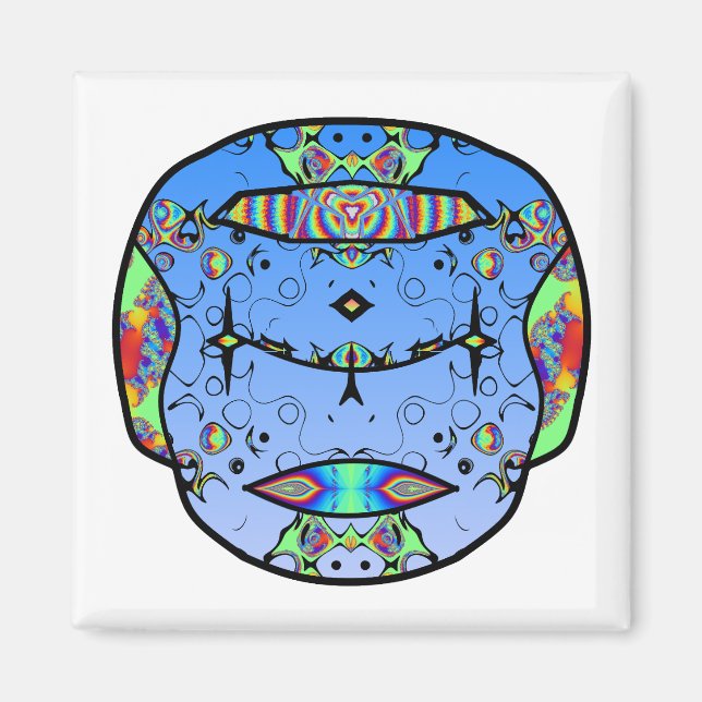 Colourful tattooed skull v0 magnet (Front)