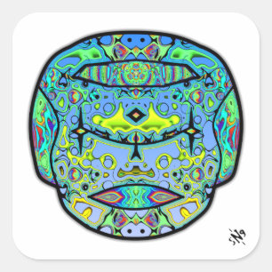 Colourful tattooed skull v2 square sticker