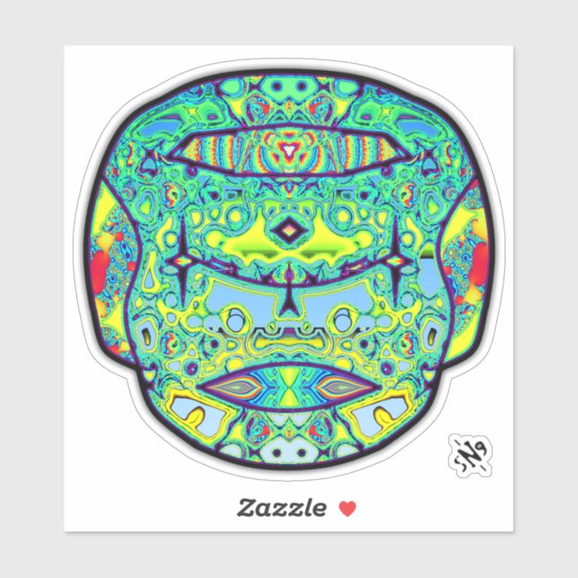 Colourful tattooed skull v3 sticker (Sheet)