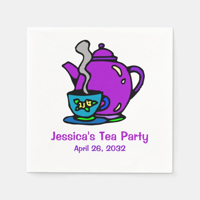 Colourful Tea Party Paper Napkins (Front)