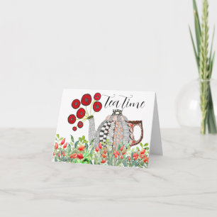 Colourful Tea Time Teapot Greeting Card