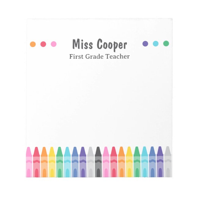 Colourful Teacher Appreciation Job Title Notepad (Front)