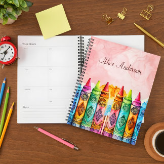 Colourful Teacher Appreciation Rainbow Crayon Planner