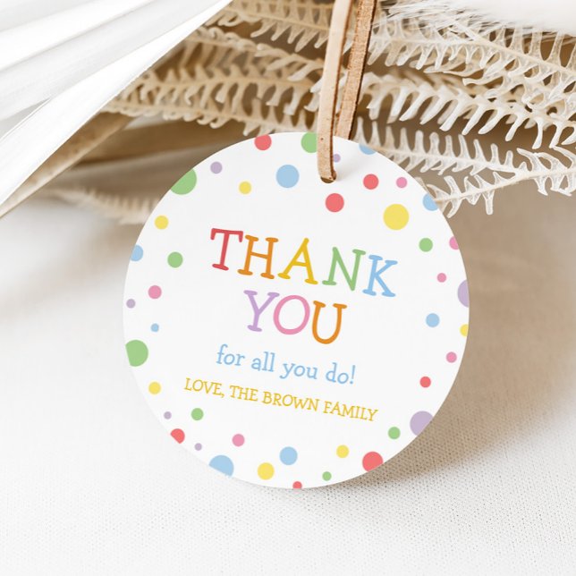 Colourful Teacher Appreciation Round Favour Tags (Teacher Appreciation Round Favor Tags)