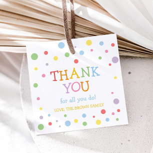 Colourful Teacher Appreciation Square Favour Tags