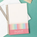 Colourful Teacher Custom Year Planner<br><div class="desc">Introducing the Personalised Cute Teacher Planner, adorned with a vibrant rainbow of colourful pencils that add a cheerful touch to any classroom. This planner makes a fantastic gift for your favourite teacher as they head back to school. Easily customise it with the teacher's name and the years of their class...</div>