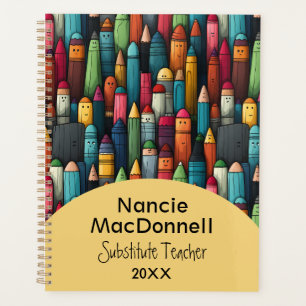 Colourful Teacher Tutoring Cartoon Pen Pattern Planner