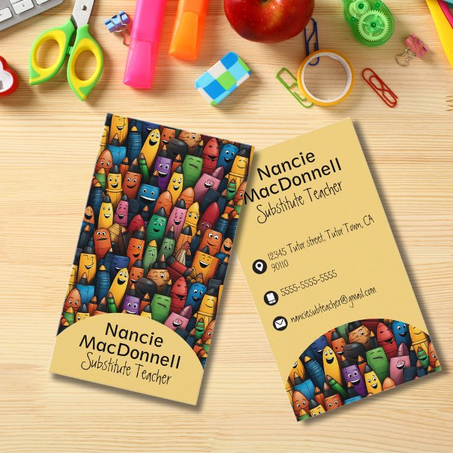 Colourful Teacher Tutoring Pen Pattern Business Card (Creator Uploaded)