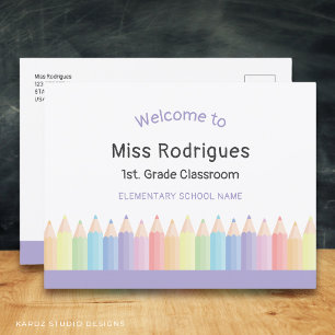 Colourful Teacher Welcome Back School Postcard