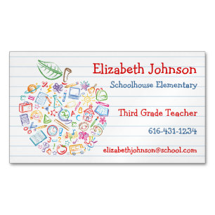 Colourful Teachers Apple Business Card Magnet
