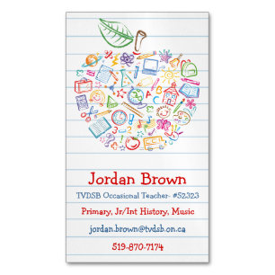Colourful Teachers Apple Business Card Magnet 2